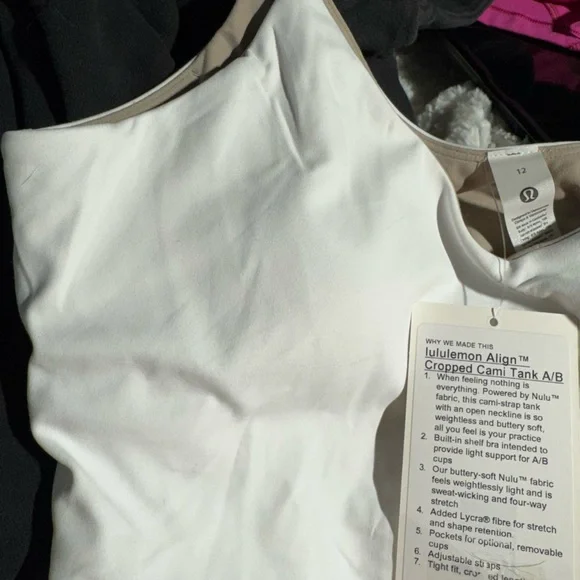 Lululemon align cropped Cami tank  A/B size 12 white NWT - Picture 4 of 12